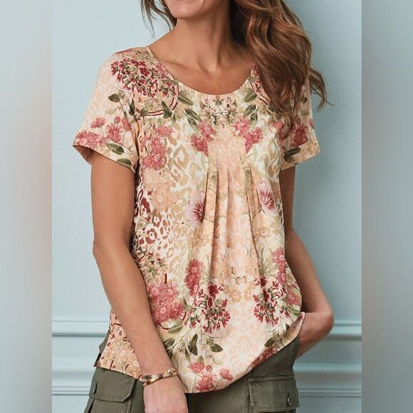 Soft Surroundings Floral Round Neck T-Shirt - Picture 1 of 7